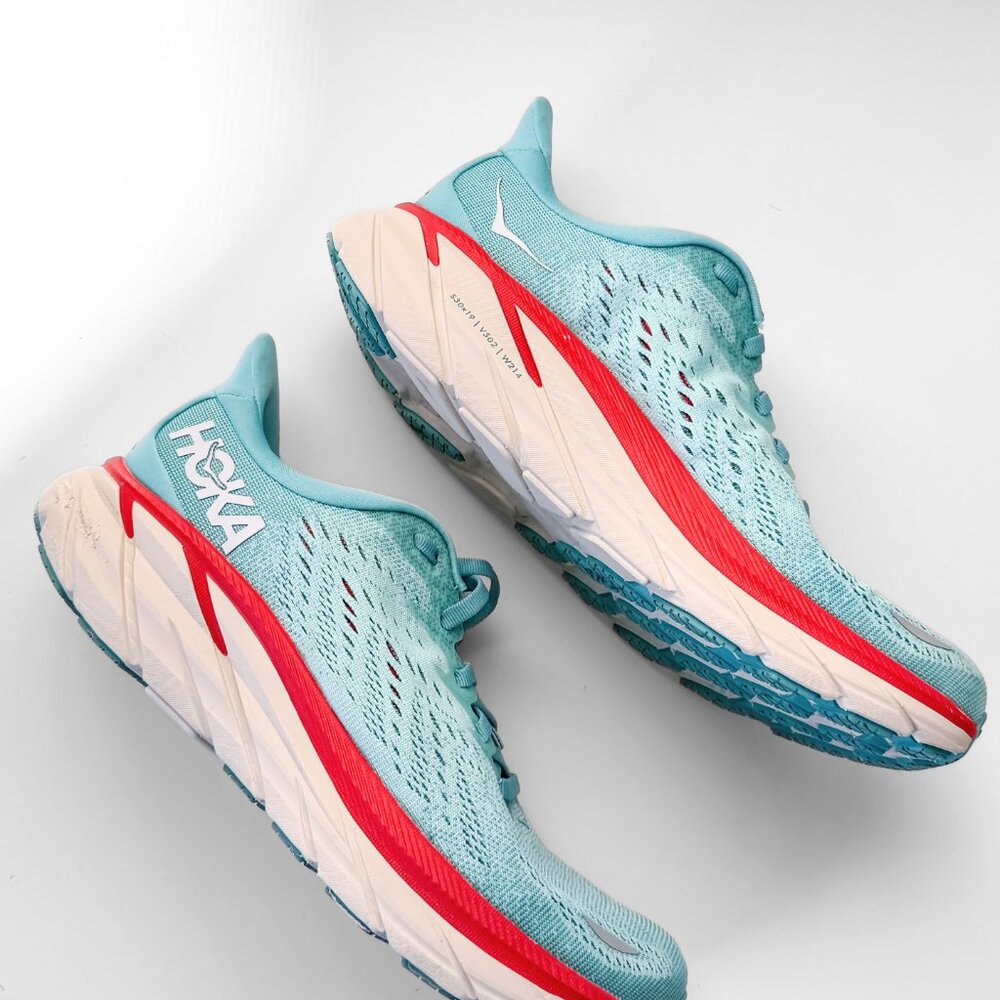 Hoka Women's Clifton 8 Running Shoes in Aquarelle/Eggshell Blue Turquoise 7.5 - Picture 4 of 12